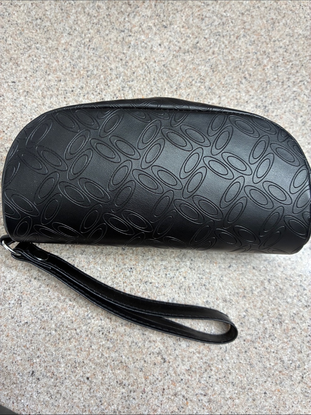 Black Embossed Wristlet Clutch with Detachable Strap